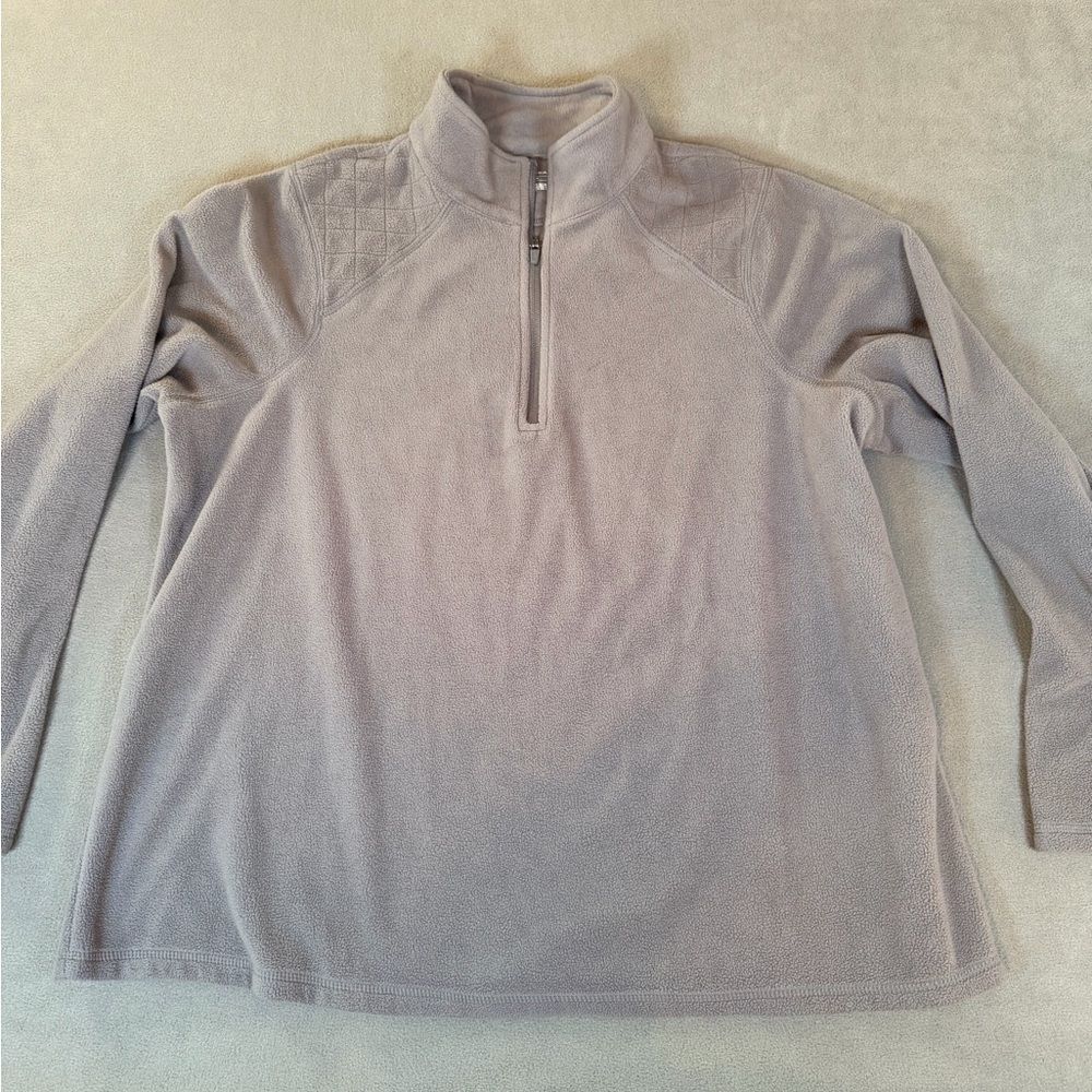 Tek Gear Gray Fleece Quarter Zip Pullover- 1X